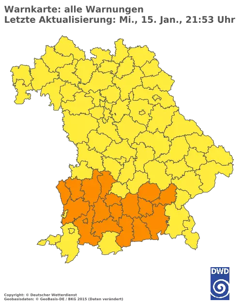 Aktuelle Wetterwarnungen für  Nürnberger Land