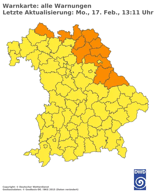 Aktuelle Wetterwarnungen für  Nürnberger Land